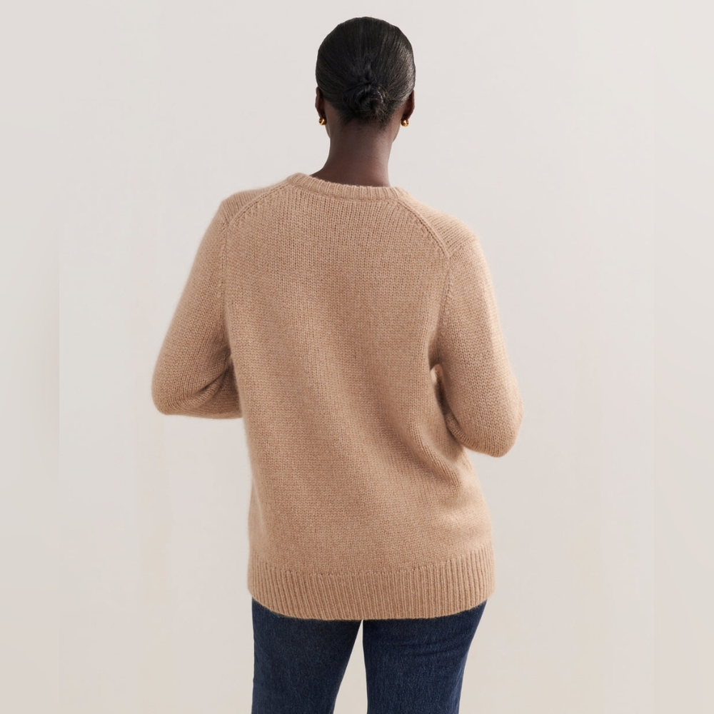 NWT Jenni Kayne Cashmere Kate V-Neck Sweater Small-Medium Caramel Tan Oversized - Picture 8 of 11